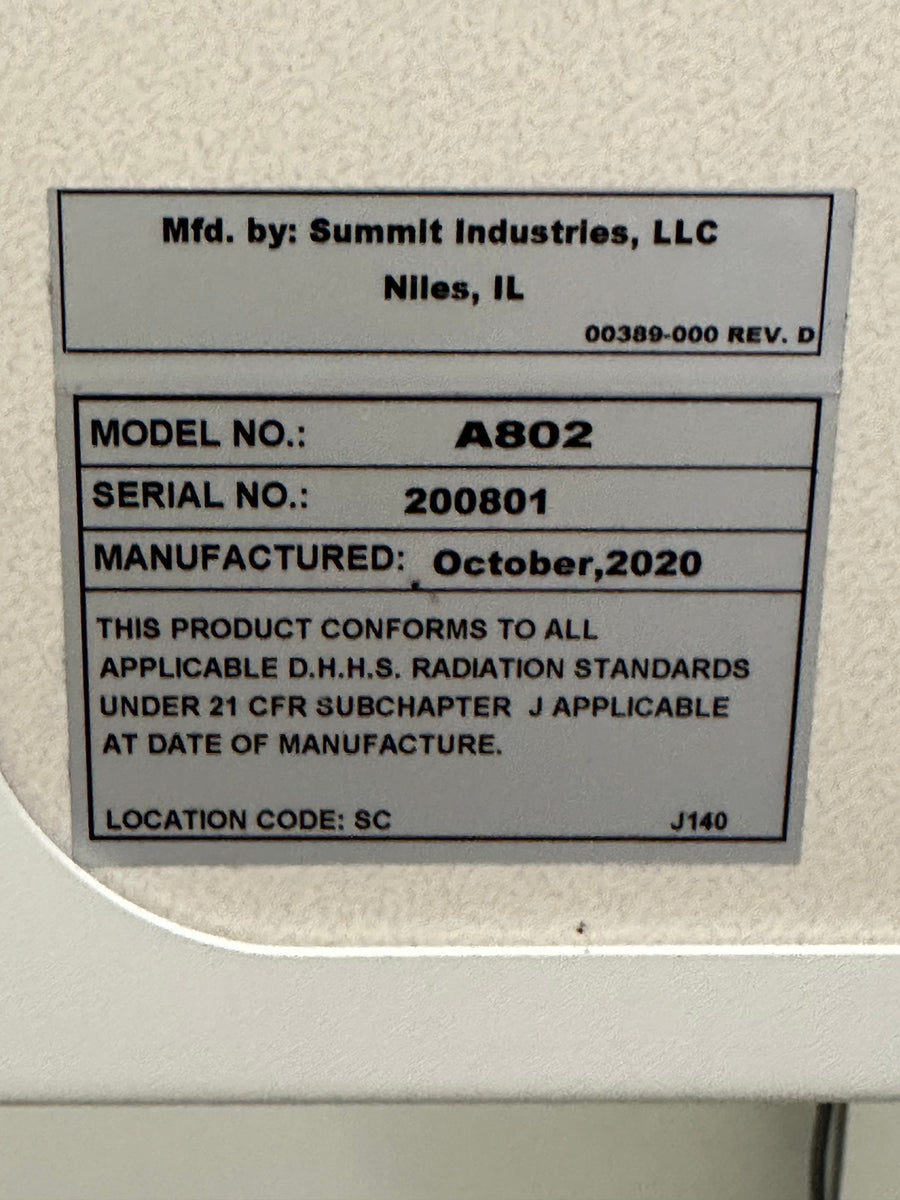 2020 - Used Summit X-ray System w/ Rayence DR panel (M-207