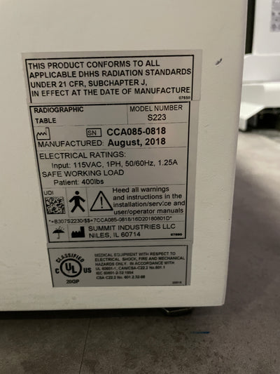 Used Summit 32kW X-ray System w/ Sedecal Generator