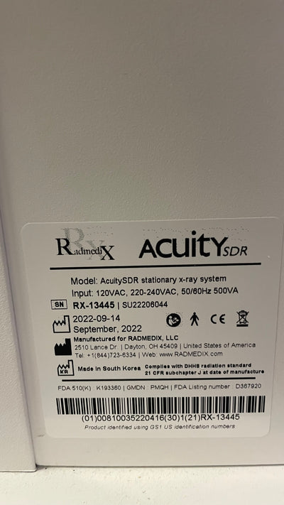 2022 - Used Radmedix SDR Straight w/ DR Panel - 40KW Single Phase (M-202)