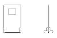 Lead shield, floor mounted, 24"W 72"H, 10"x12" window