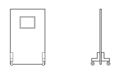 Lead shield, mobile, 24"W 72"H, 10"x12" window